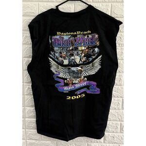 DAYTONA 2005 MENS‎ SHIRT SIZE LARGE BIKE WEEK MAIN STREET 05 BLACK NO SLEEVES